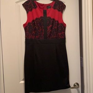 Red and Black Lace Dress
